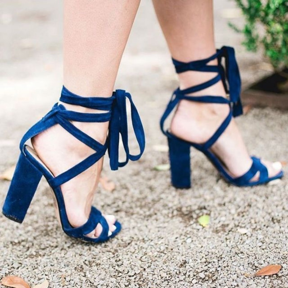 Steve Madden blue suede lace up heels